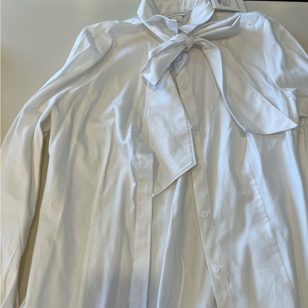 White cotton blouse with bow